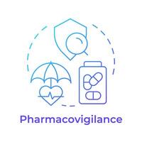 Pharmacovigilance blue gradient concept icon. Patient support services. Clinical study, scientific literature. Round shape line illustration. Abstract idea. Graphic design. Easy to use in infographic vector