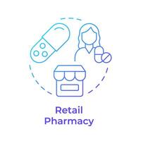 Retail pharmacy blue gradient concept icon. Healthcare system. Patient support services. Round shape line illustration. Abstract idea. Graphic design. Easy to use in infographic, article vector