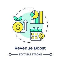 Revenue boost multi color concept icon. Business profitability, ecommerce. Performance metrics. Round shape line illustration. Abstract idea. Graphic design. Easy to use in infographic, presentation vector