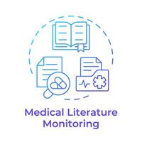 Medical literature monitoring blue gradient concept icon. Regulatory compliance, industry standard. Round shape line illustration. Abstract idea. Graphic design. Easy to use in infographic, article vector