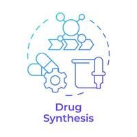 Drug synthesis blue gradient concept icon. Laboratory equipment. Medications mixing, compounding. Round shape line illustration. Abstract idea. Graphic design. Easy to use in infographic, article vector