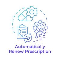 Automatically renew prescription blue gradient concept icon. Pharmacy software, medical card. Round shape line illustration. Abstract idea. Graphic design. Easy to use in infographic, article vector