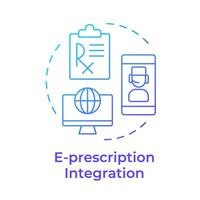 E-prescription integration blue gradient concept icon. Pharmacy management system. Digital healthcare services. Round shape line illustration. Abstract idea. Graphic design. Easy to use in infographic vector