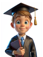 Boy wear Graduation Hat and Holding Book 3d Graphic png