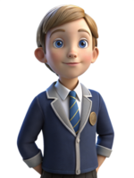 Boy in School Uniform 3d Concept png