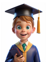 Boy wear Graduation Hat and Holding Book 3d Concept png