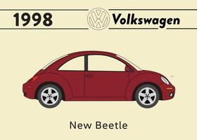 1998 VW Beetle car poster art vector