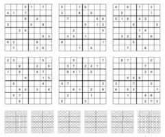 8X8 Sudoku game set with answers. vector