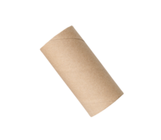 Top view of single brown tissue paper core isolated with clipping path in file format png