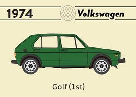 1974 VW Golf car poster art vector