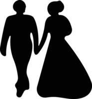 Wedding Married couple Icon in flat. wedding drawn from the characters of the bride and groom of the husband and wife are married. for apps or website isolated vector