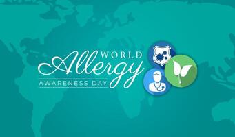 World Allergy Awareness Day Teal Illustration Background Design vector