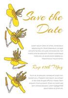 amarillo flor salvar el fecha mano dibujado invitación diseño vector