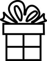 Present gift box icon in line. for apps or web universal kit icon site sticker label festive mystery wrapping birthday decorating Surprise gift scrapbooking isolated on vector