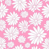 Pink and White Margaret Flower Floral Textile Pattern Background vector