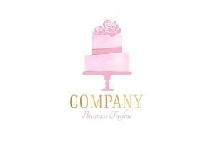 Pink Gold Cake Logo Design vector