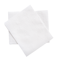 Top view of folded tissue paper in stack prepared for use in toilet or restroom isolated with clipping path in file format png