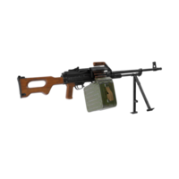 3D realistic Machine gun isolated. KM 7.62, M249 Para light machine gun SAW - Squad Automatic Weapon, widely used in the U.S. Armed Forces. png