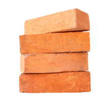 Side view of cracked old red or orange bricks in stack isolated with clipping path in file format png