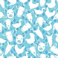 Turquoise Farm Animal or Domestic Animal Pattern Design vector