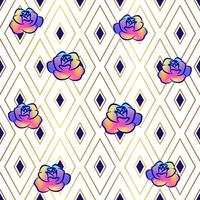 Geometric Rose Flower Seamless Pattern in Rainbow or Multi Color vector