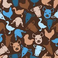 Farm or Domestic Animal Brown and Blue Pattern Design vector