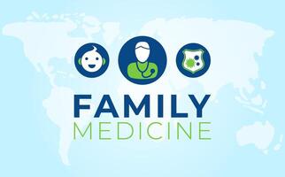 Family Medicine Illustration Background with World Map vector