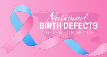 Pink National Birth Defects Prevention Month Background Illustration with Ribbon vector