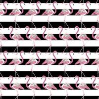 Pink Flamingo Black Stripes Pattern vector