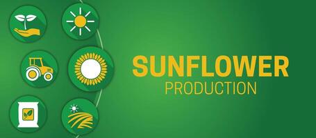 Green Sunflower Production Banner Illustration Background vector