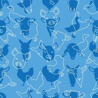 Blue Farm Animal Pattern Design for Boys vector