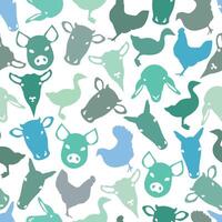 Teal Domestic Farm Animal Pattern Background vector