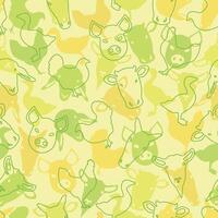 Farm Animal Pattern in Lime Green Color vector