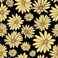 Black Yellow Flower Floral Textile Pattern vector