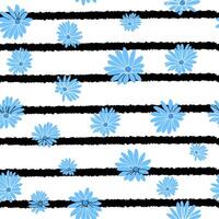 Blue Flower Stripes Floral Textile Repeat Pattern Background vector