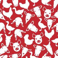 Red Farm Animal Pattern Design Background vector