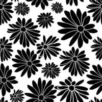 Black and White Flower Floral Textile Repeat Pattern Background vector