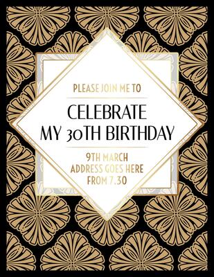 Floral Gatsby Art Deco Invitation Print Design