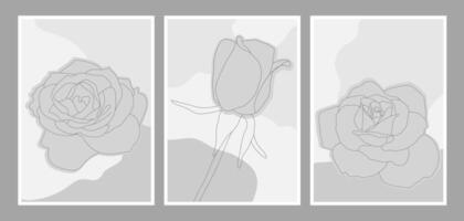 Monochromatic Modern Roses Abstract Wall Art vector