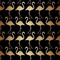 Gold Black Flamingo Pattern Blackground vector