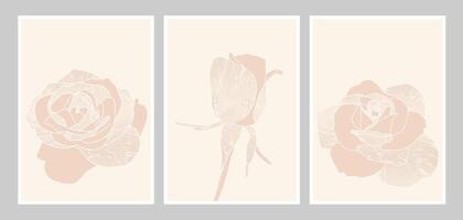 Light Rose Gold Modern Roses Abstract Wall Art vector