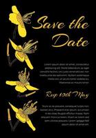 Yellow Flower Save the Date Hand Drawn Invitation Design vector