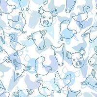 Light Blue Farm Animal Pattern Design vector