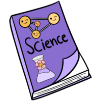 Groovy back to school clipart, Science book illustration in trendy retro y2k style. png