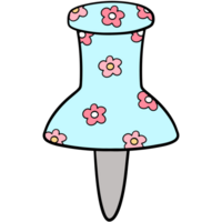 Groovy push pin clipart, Back to scchool supplies illustration in trendy retro y2k style. png