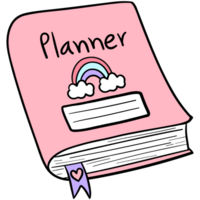 Groovy planner notebook clipart, Back to school illustration in trendy retro y2k style. png