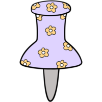 groovy Duwen pin clip art, terug naar school benodigdheden illustratie in modieus retro y2k stijl. png