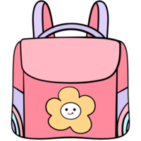 Groovy backpack clipart, Back to school element illustration in trendy retro y2k style. png