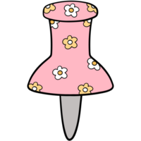 Groovy push pin clipart, Back to scchool supplies illustration in trendy retro y2k style. png