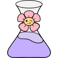 Groovy Erlenmeyer flask clipart, a back to school element cartoon in trendy retro y2k style illustration. png